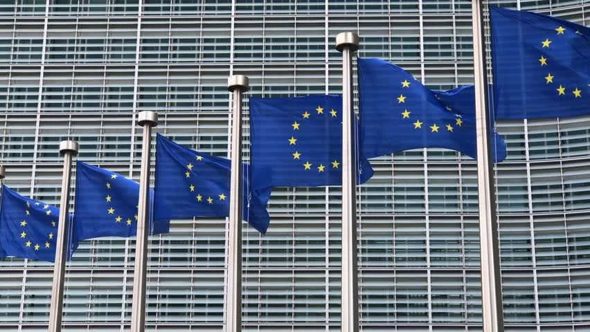 European Union flags outside the European Commission