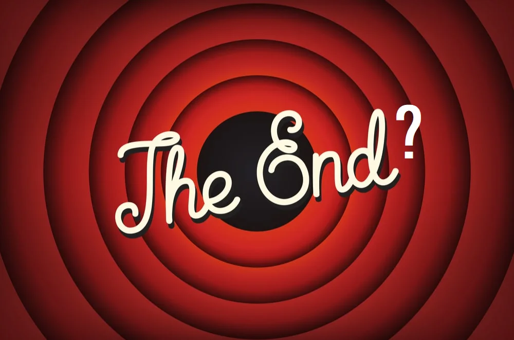 The End title card in a classic cartoon style